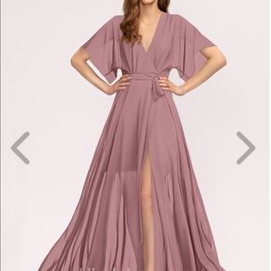 A-line V-neck floor length chiffon dress